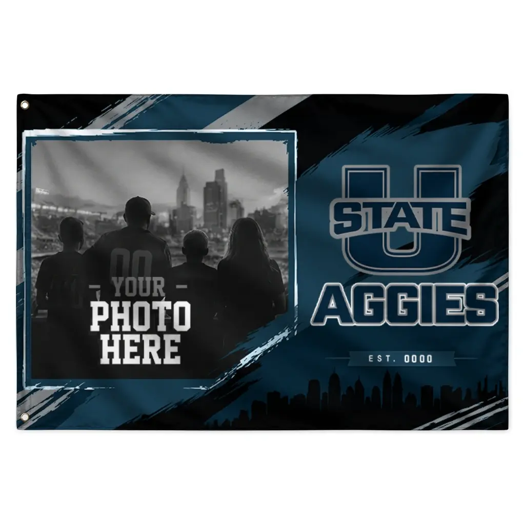 Utah State Aggies House Flag Personalized Framed Photo Navy Black Best Selling Utah State Aggies House Flag Personalized Framed Photo Navy Black Best Selling