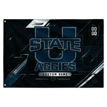 Utah State Aggies House Flag Personalized Speed Slashes Navy Best Selling