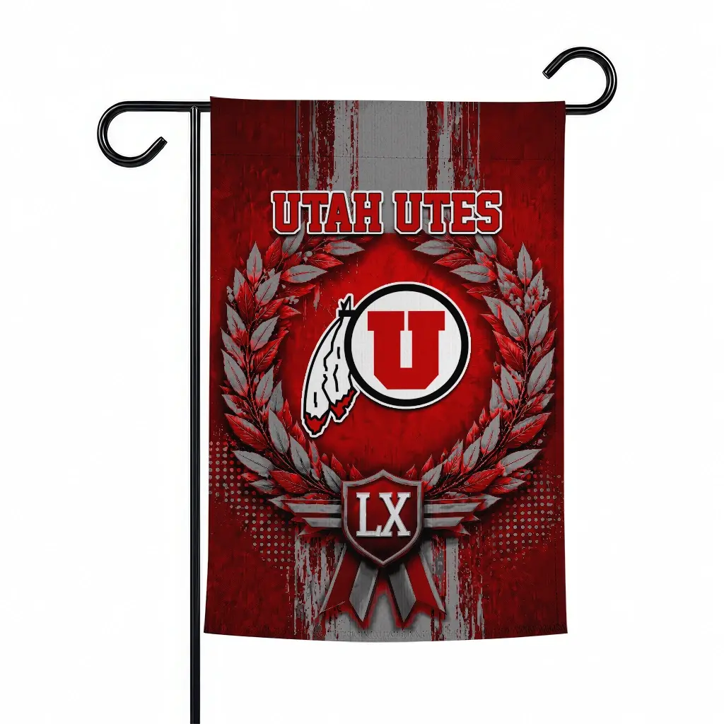Utah Utes Garden Flag Custom Laurel Wreath Red Best Selling Utah Utes Garden Flag Custom Laurel Wreath Red Best Selling