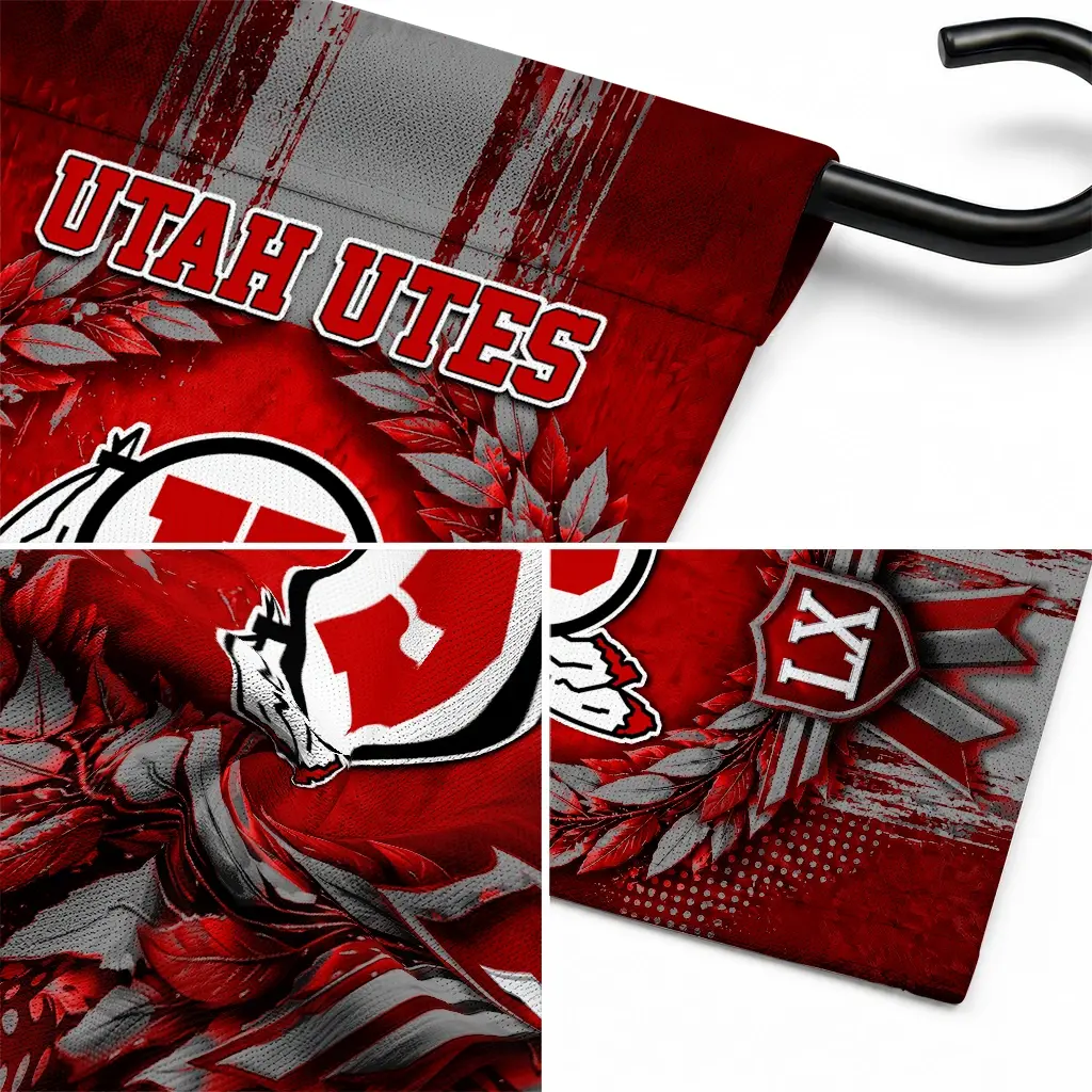 Utah Utes Garden Flag Custom Laurel Wreath Red Latest Model Utah Utes Garden Flag Custom Laurel Wreath Red Latest Model