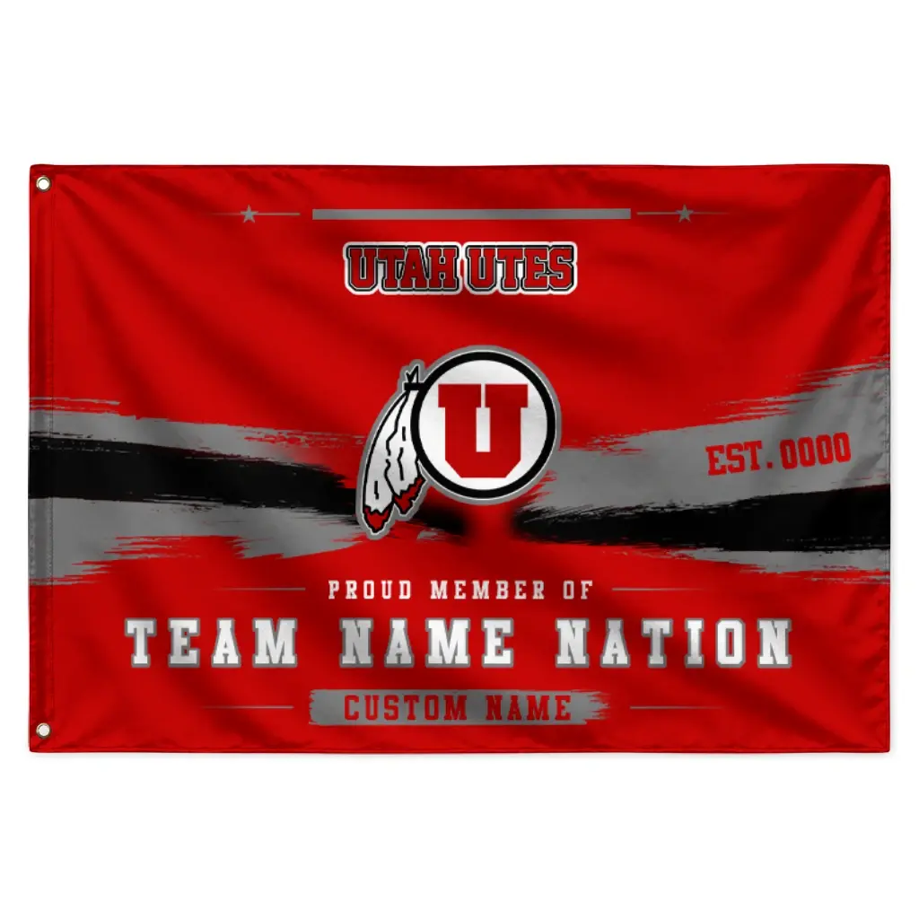 Utah Utes House Flag Customized Brushed Streaks Red Best Selling Utah Utes House Flag Customized Brushed Streaks Red Best Selling