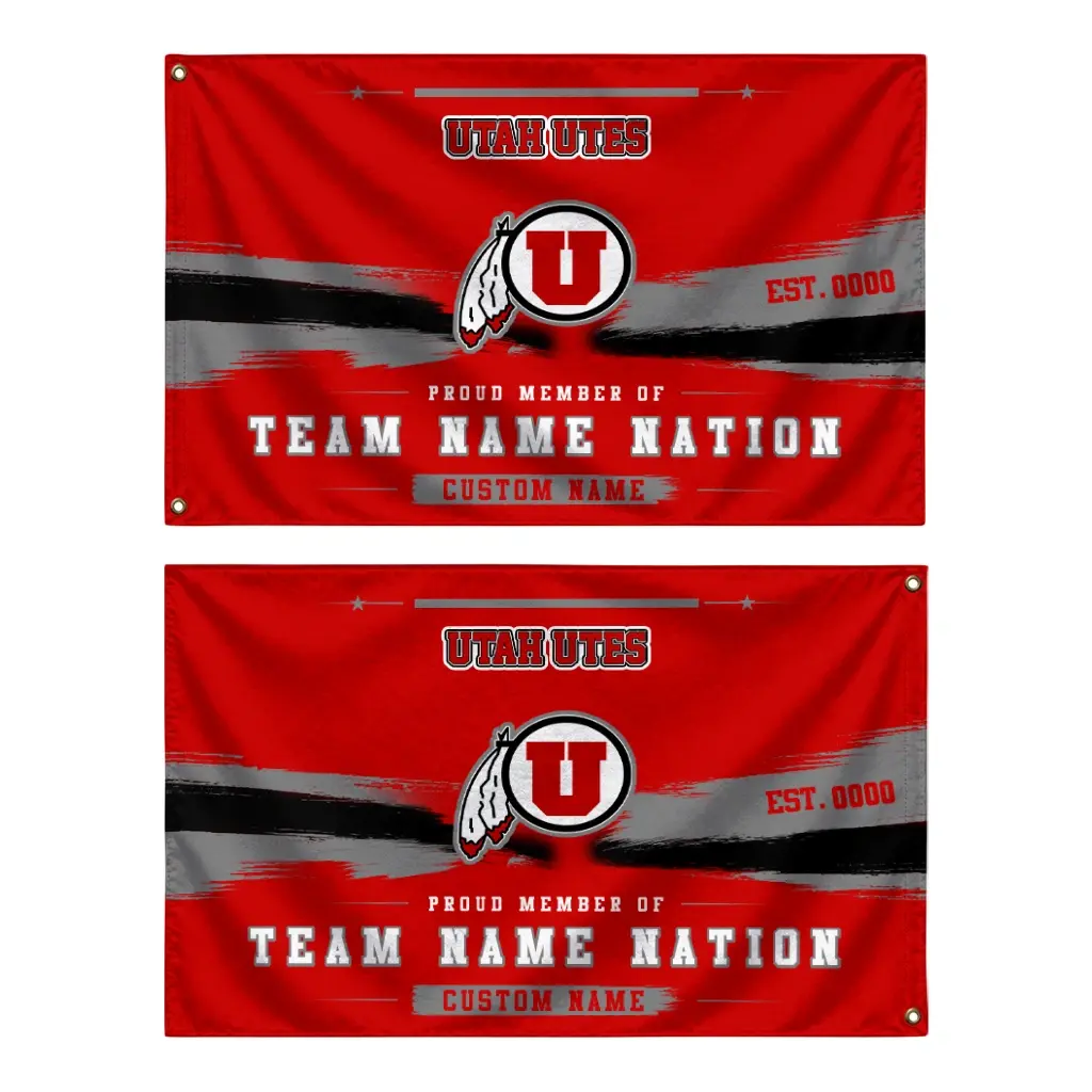 Utah Utes House Flag Customized Brushed Streaks Red Fashion Forward Utah Utes House Flag Customized Brushed Streaks Red Fashion Forward