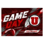 Utah Utes House Flag Personalized Action Streaks Red Best Selling