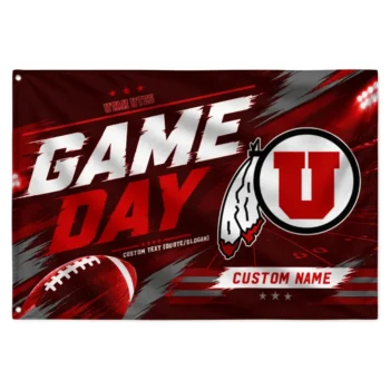 Utah Utes House Flag Personalized Action Streaks Red Best Selling