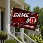 Utah Utes House Flag Personalized Action Streaks Red Best Selling