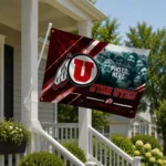 Utah Utes House Flag Personalized Diagonal Stripes Red Best Selling