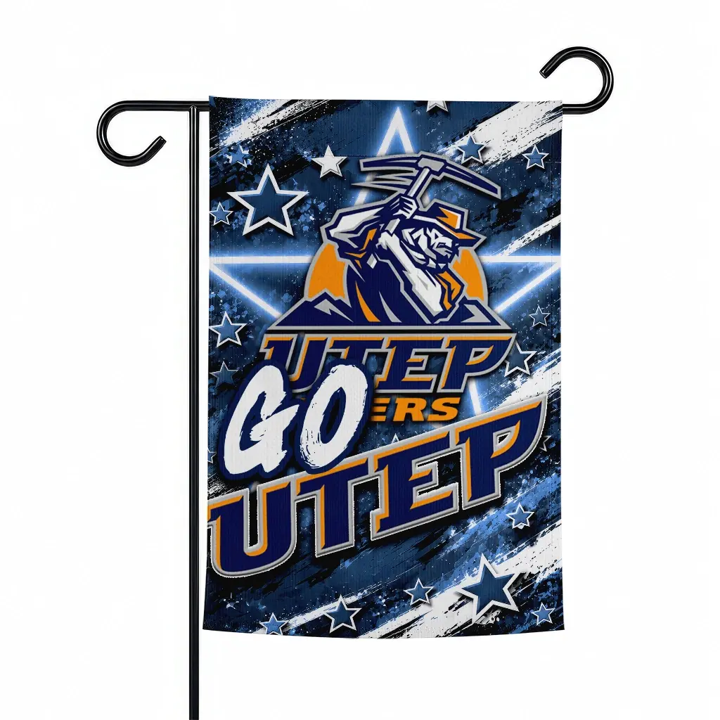 Utep Miners Garden Flag Customized Glowing Star Blue Best Selling Utep Miners Garden Flag Customized Glowing Star Blue Best Selling