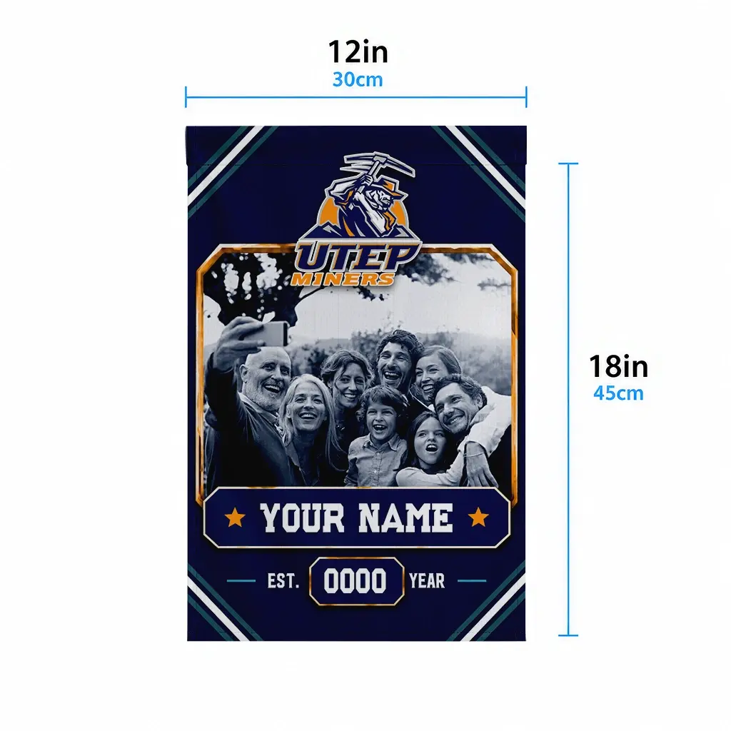 Utep Miners Garden Flag Personalized Photo Frame Blue High Quality Utep Miners Garden Flag Personalized Photo Frame Blue High Quality