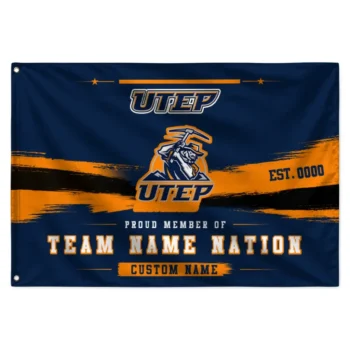 Utep Miners House Flag Custom Brushed Streaks Blue Best Selling