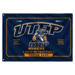 Utep Miners House Flag Custom Ornate Border Blue Best Selling