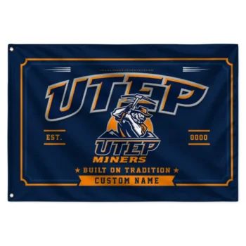 Utep Miners House Flag Custom Ornate Border Blue Best Selling