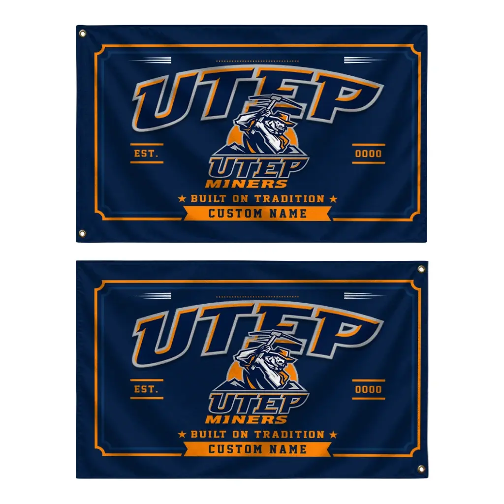 Utep Miners House Flag Custom Ornate Border Blue Fashion Forward Utep Miners House Flag Custom Ornate Border Blue Fashion Forward