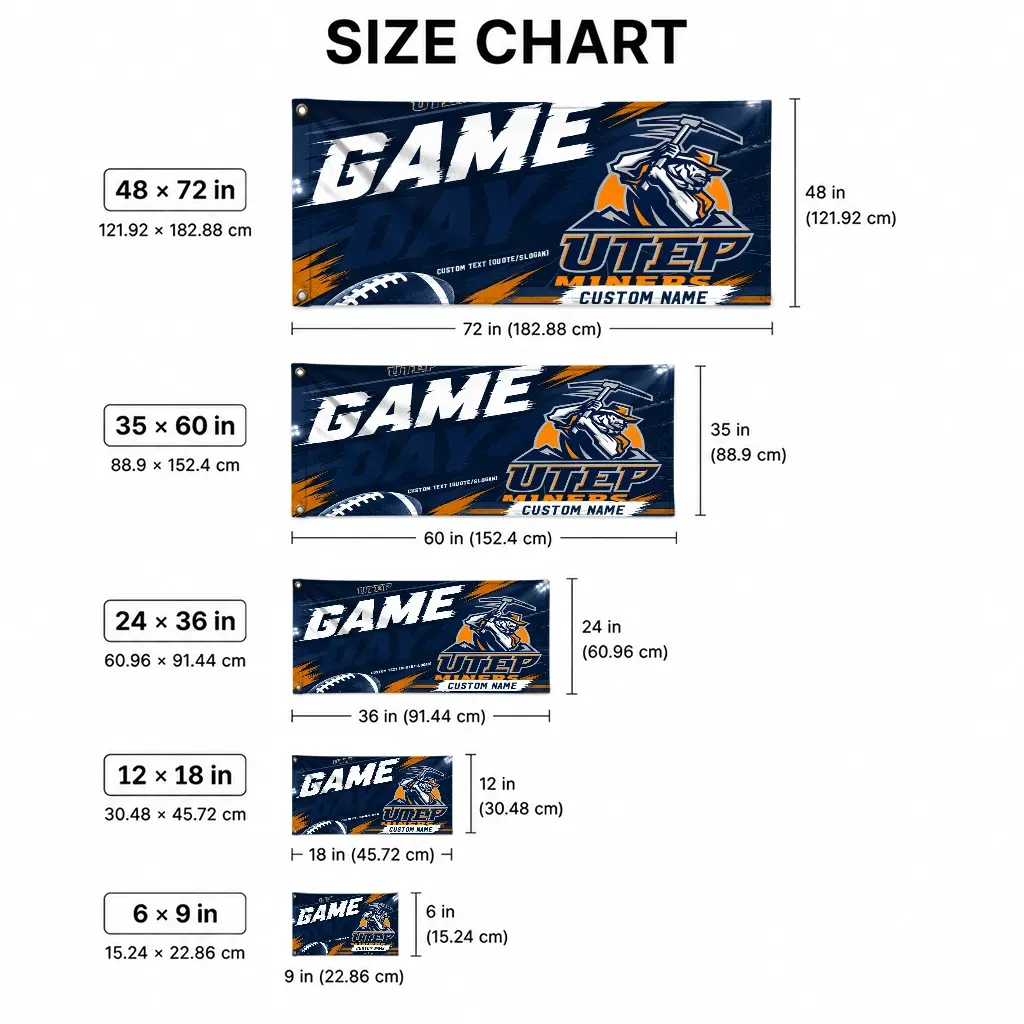 Utep Miners House Flag Customized Action Streaks Blue High Quality Utep Miners House Flag Customized Action Streaks Blue High Quality