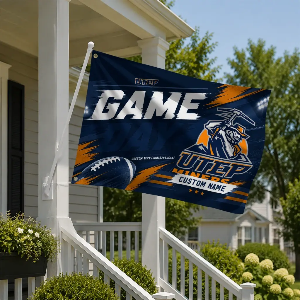 Utep Miners House Flag Customized Action Streaks Blue New Arrival Utep Miners House Flag Customized Action Streaks Blue New Arrival