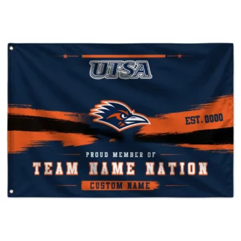 Utsa Roadrunners House Flag Personalized Brushed Streaks Orange Best Selling