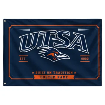 Utsa Roadrunners House Flag Personalized Ornate Border Orange Best Selling