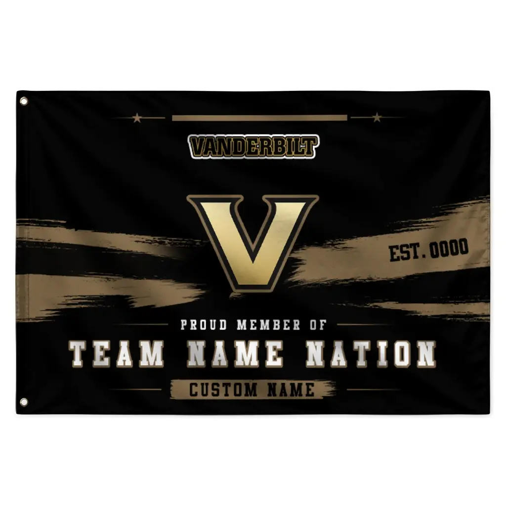 Vanderbilt Commodores House Flag Customized Brushed Streaks Black Best Selling Vanderbilt Commodores House Flag Customized Brushed Streaks Black Best Selling