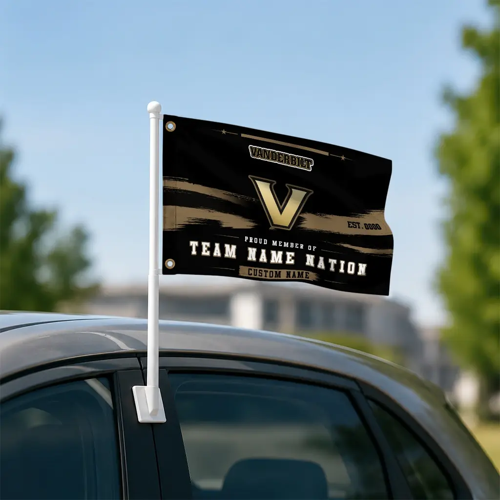 Vanderbilt Commodores House Flag Customized Brushed Streaks Black Latest Model Vanderbilt Commodores House Flag Customized Brushed Streaks Black Latest Model
