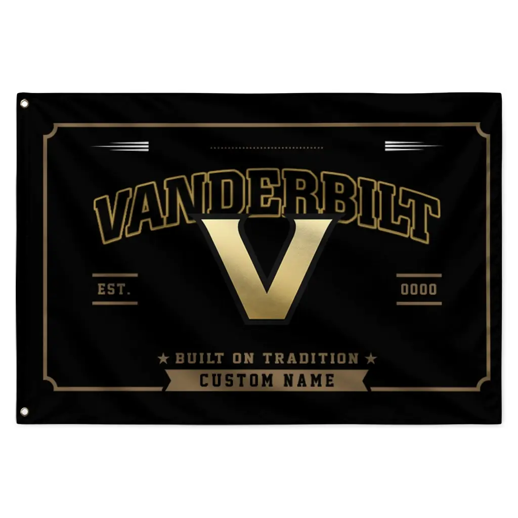 Vanderbilt Commodores House Flag Customized Ornate Border Black Best Selling Vanderbilt Commodores House Flag Customized Ornate Border Black Best Selling