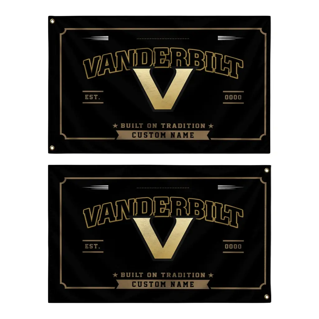 Vanderbilt Commodores House Flag Customized Ornate Border Black Fashion Forward Vanderbilt Commodores House Flag Customized Ornate Border Black Fashion Forward