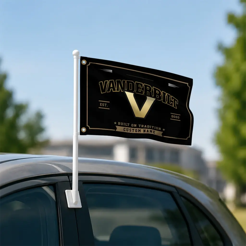 Vanderbilt Commodores House Flag Customized Ornate Border Black Latest Model Vanderbilt Commodores House Flag Customized Ornate Border Black Latest Model