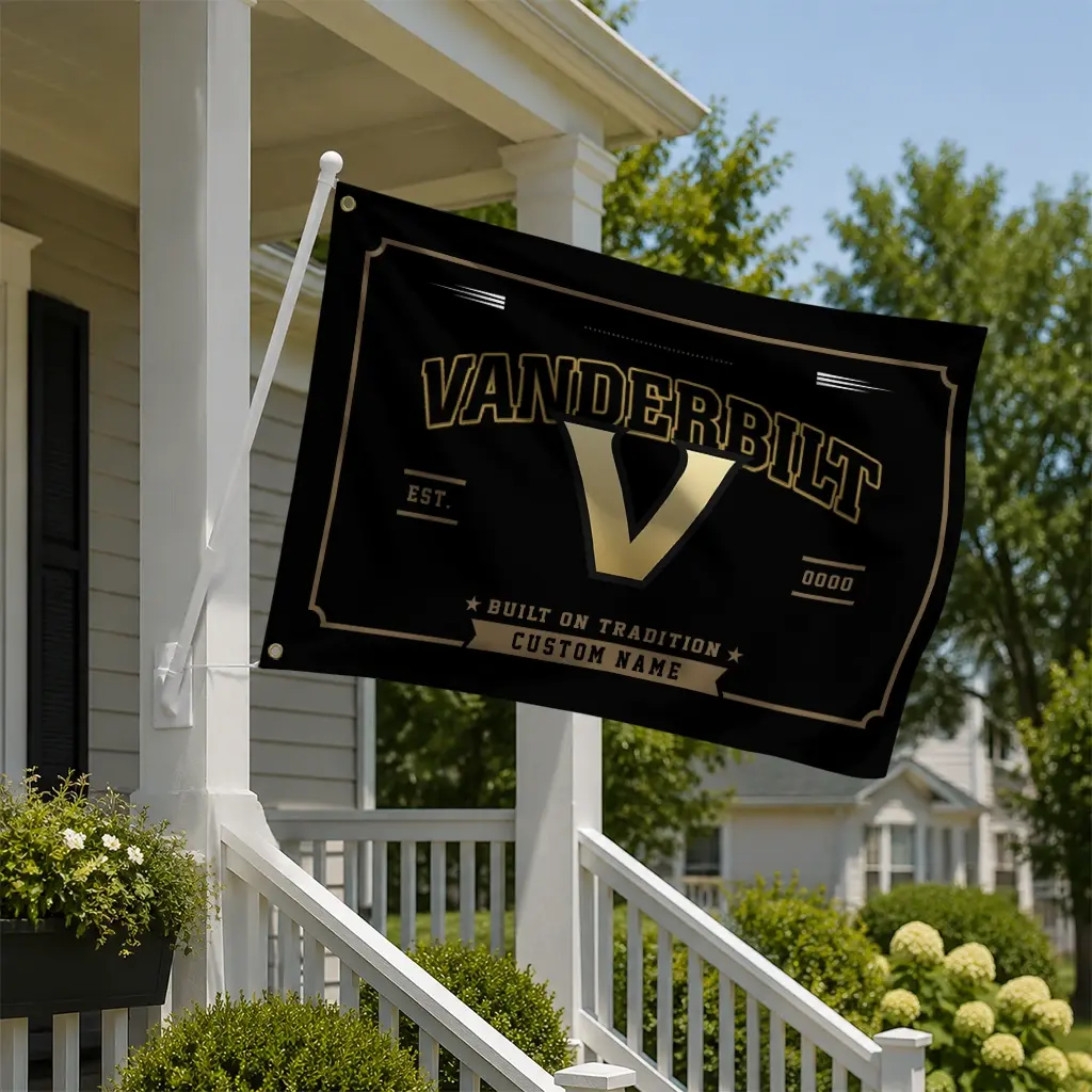 Vanderbilt Commodores House Flag Customized Ornate Border Black New Arrival Vanderbilt Commodores House Flag Customized Ornate Border Black New Arrival