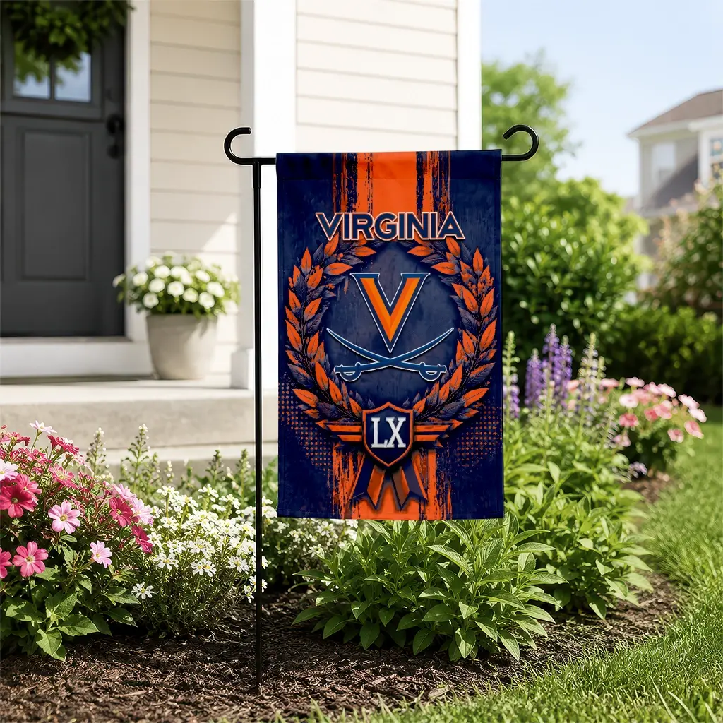 Virginia Cavaliers Garden Flag Personalized Laurel Wreath Blue New Arrival Virginia Cavaliers Garden Flag Personalized Laurel Wreath Blue New Arrival
