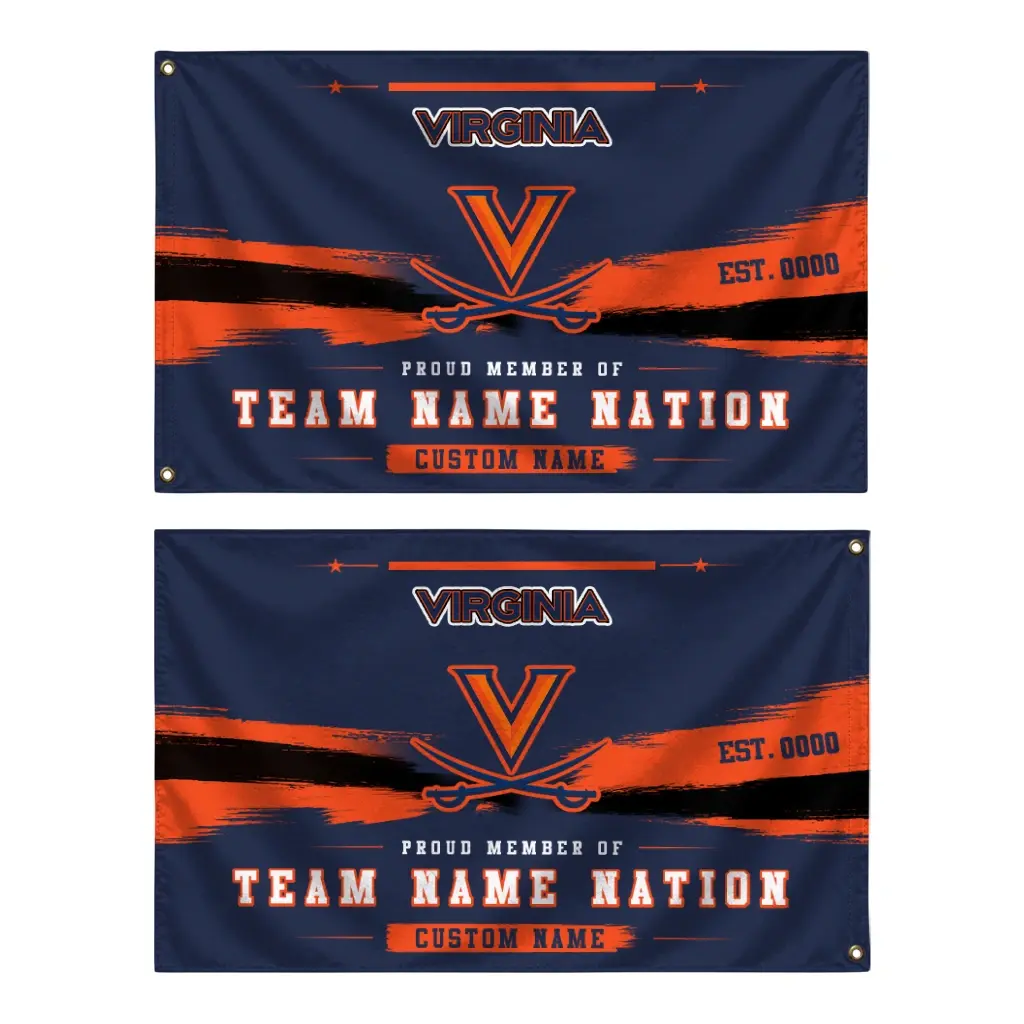 Virginia Cavaliers House Flag Custom Brushed Streaks Blue Fashion Forward Virginia Cavaliers House Flag Custom Brushed Streaks Blue Fashion Forward