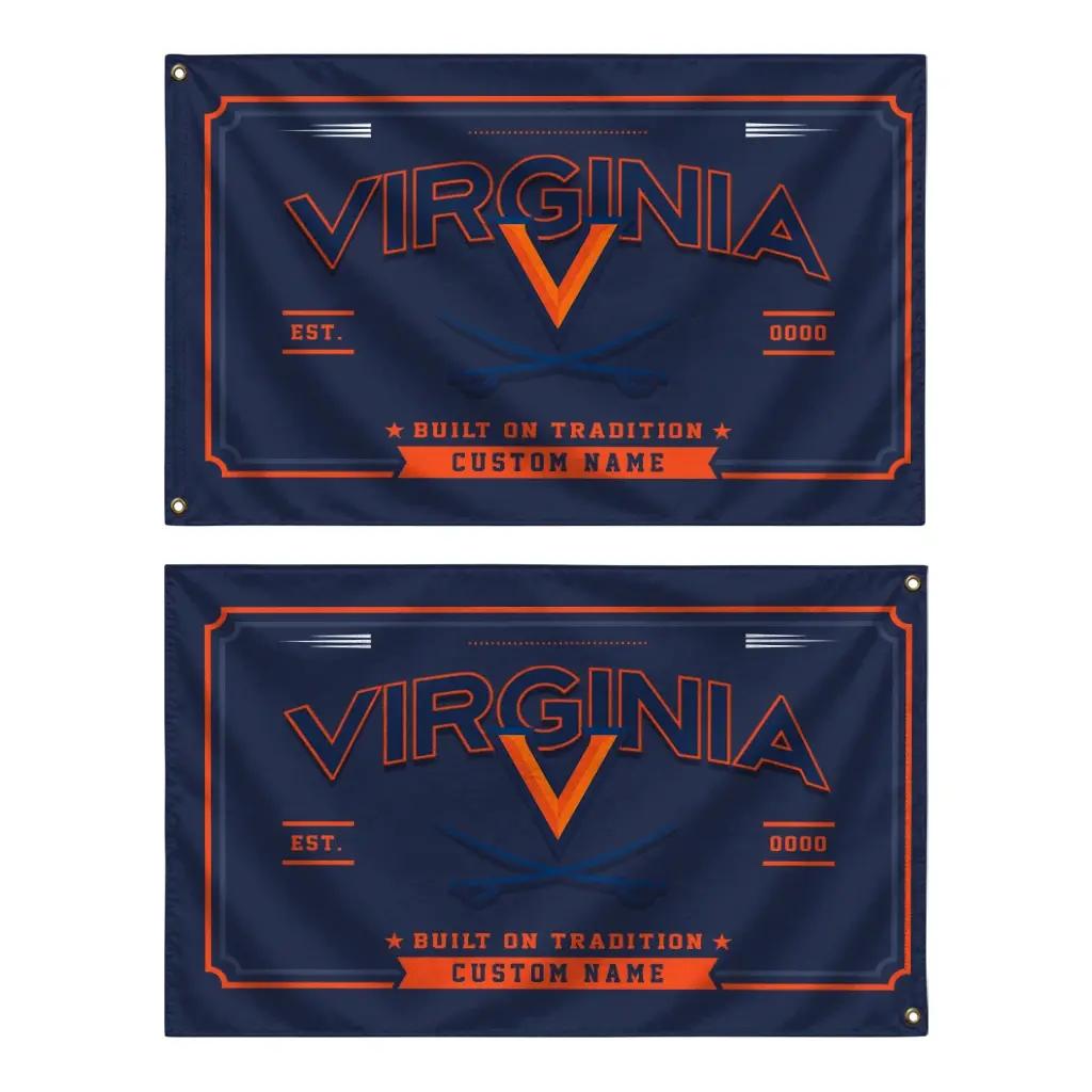 Virginia Cavaliers House Flag Custom Ornate Border Blue Fashion Forward Virginia Cavaliers House Flag Custom Ornate Border Blue Fashion Forward