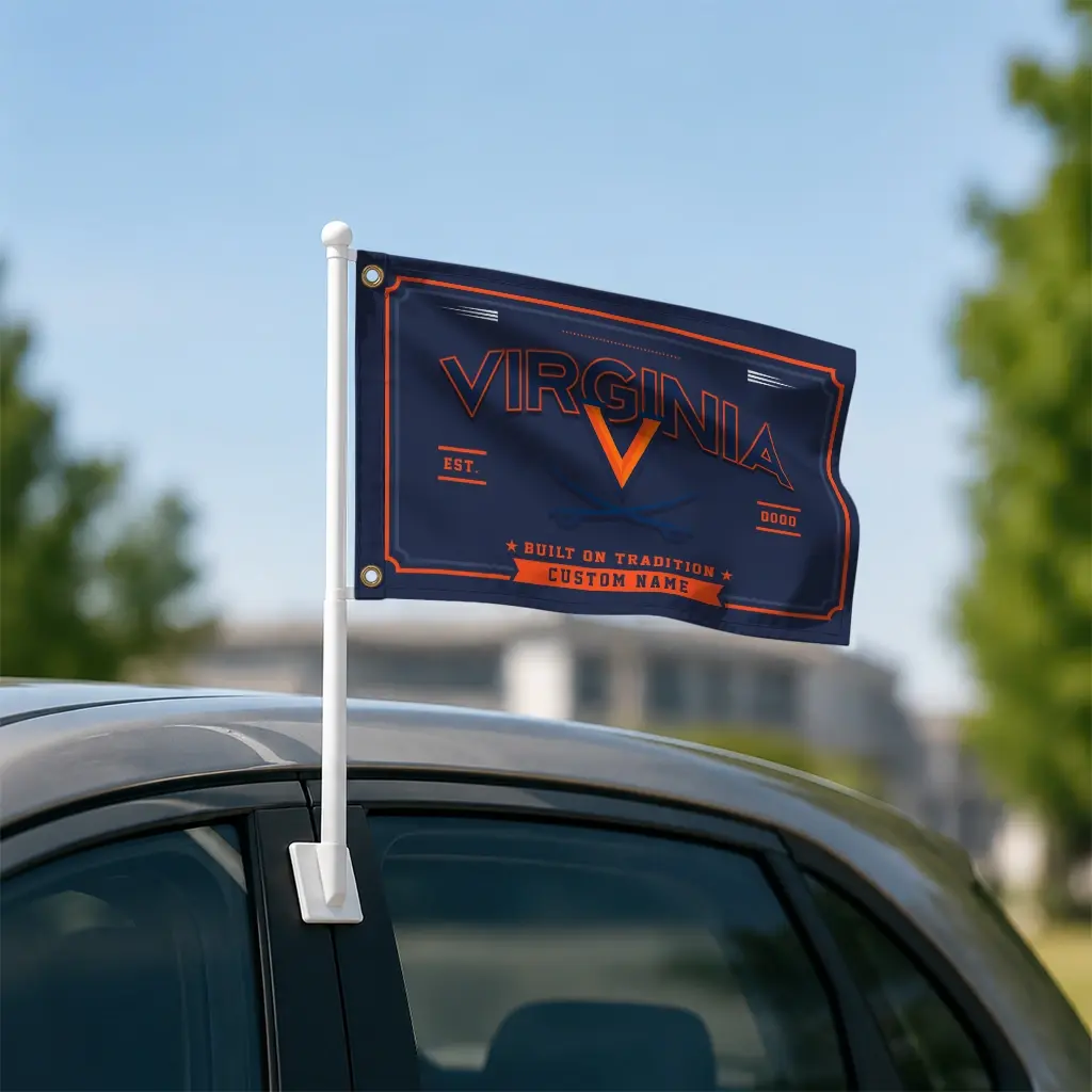 Virginia Cavaliers House Flag Custom Ornate Border Blue Latest Model Virginia Cavaliers House Flag Custom Ornate Border Blue Latest Model