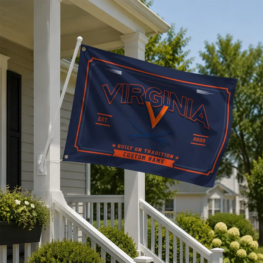 Virginia Cavaliers House Flag Custom Ornate Border Blue New Arrival Virginia Cavaliers House Flag Custom Ornate Border Blue New Arrival