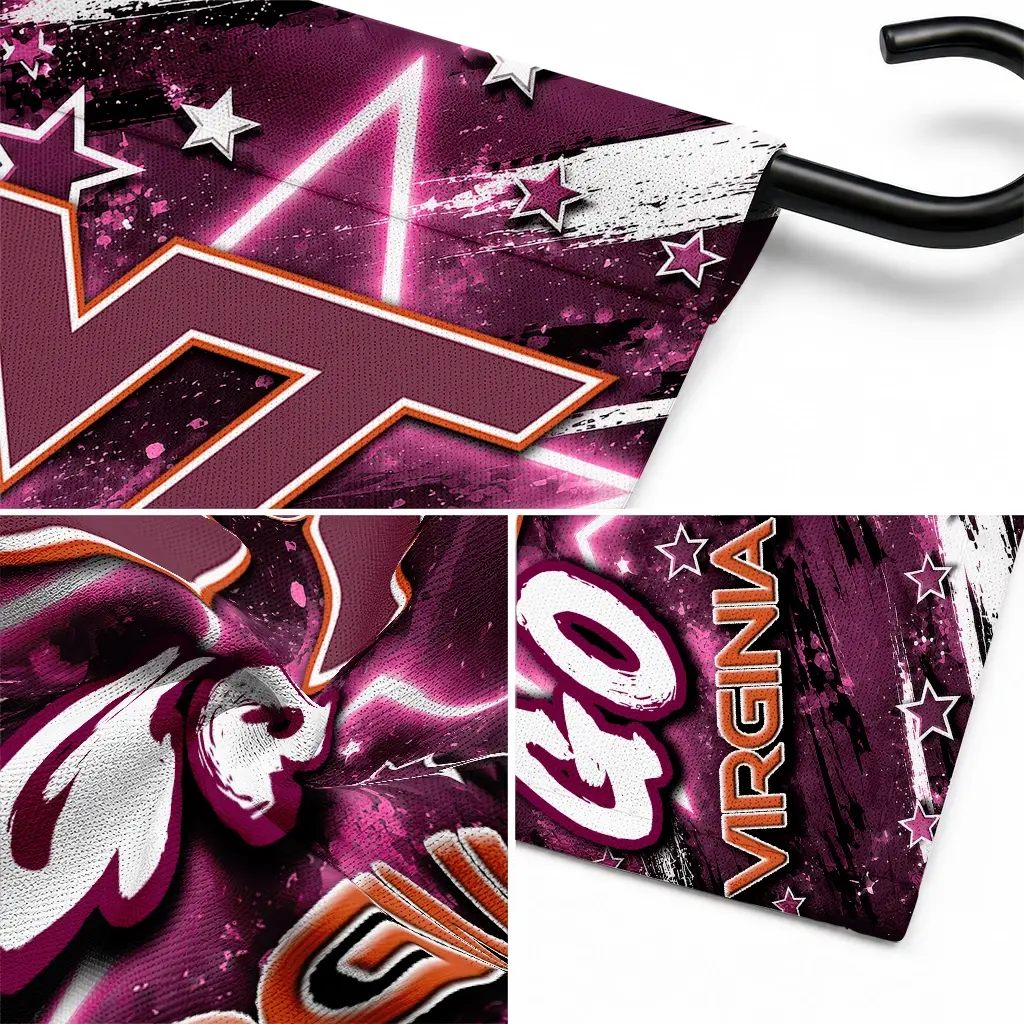 Virginia Tech Hokies Garden Flag Custom Glowing Star Maroon Latest Model Virginia Tech Hokies Garden Flag Custom Glowing Star Maroon Latest Model