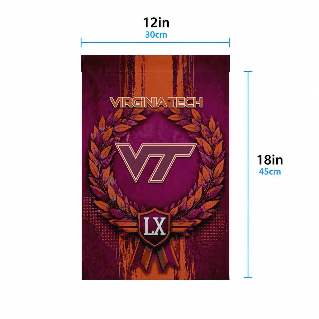 Virginia Tech Hokies Garden Flag Customized Laurel Wreath Maroon High Quality Virginia Tech Hokies Garden Flag Customized Laurel Wreath Maroon High Quality