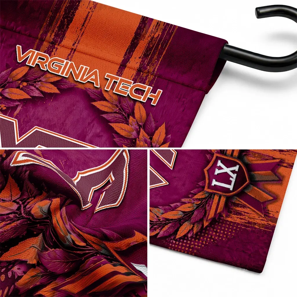 Virginia Tech Hokies Garden Flag Customized Laurel Wreath Maroon Latest Model Virginia Tech Hokies Garden Flag Customized Laurel Wreath Maroon Latest Model