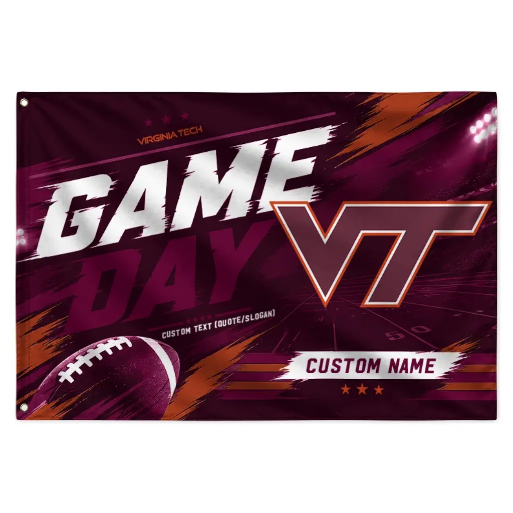 Virginia Tech Hokies House Flag Custom Action Streaks Maroon Best Selling Virginia Tech Hokies House Flag Custom Action Streaks Maroon Best Selling