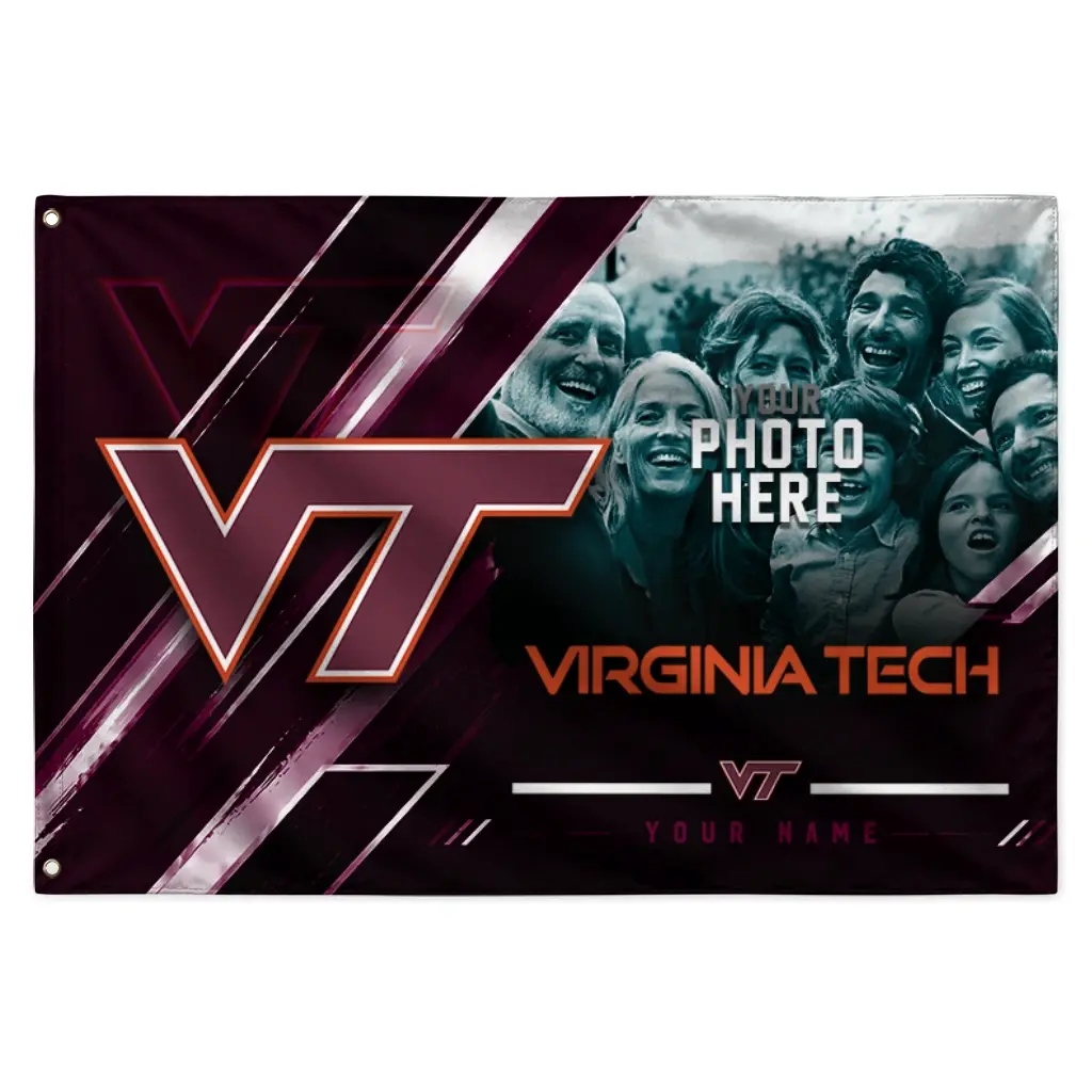 Virginia Tech Hokies House Flag Custom Diagonal Stripes Maroon Best Selling Virginia Tech Hokies House Flag Custom Diagonal Stripes Maroon Best Selling