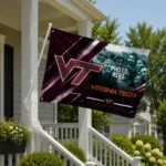 Virginia Tech Hokies House Flag Custom Diagonal Stripes Maroon Best Selling
