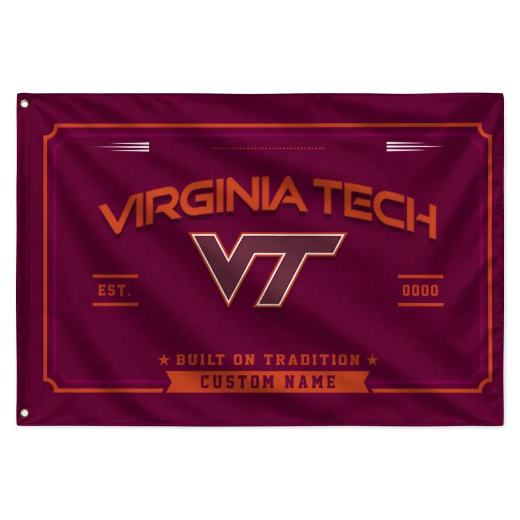 Virginia Tech Hokies House Flag Personalized Ornate Border Maroon Best Selling Virginia Tech Hokies House Flag Personalized Ornate Border Maroon Best Selling