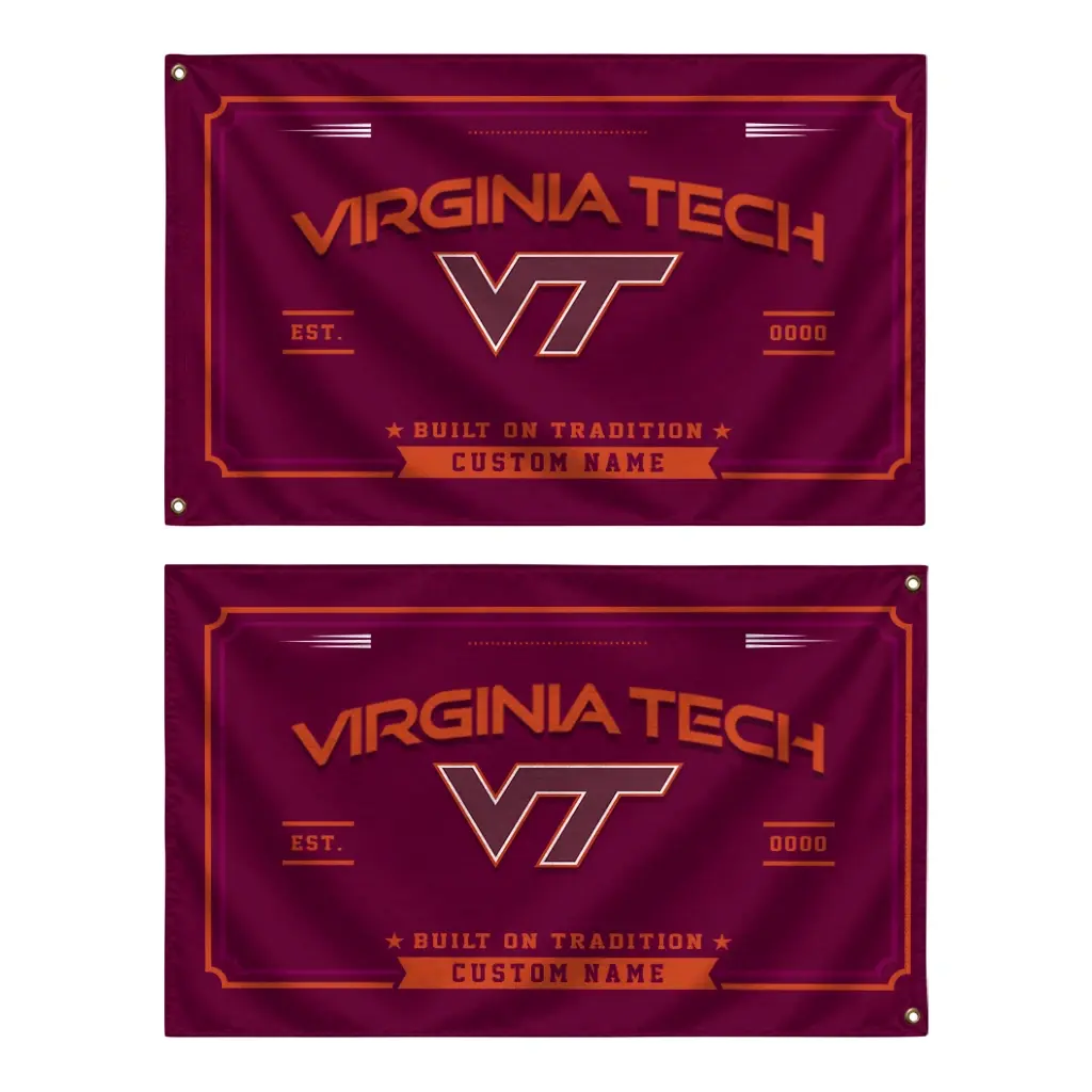 Virginia Tech Hokies House Flag Personalized Ornate Border Maroon Fashion Forward Virginia Tech Hokies House Flag Personalized Ornate Border Maroon Fashion Forward