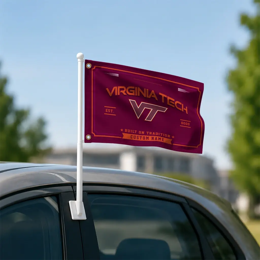 Virginia Tech Hokies House Flag Personalized Ornate Border Maroon Latest Model Virginia Tech Hokies House Flag Personalized Ornate Border Maroon Latest Model