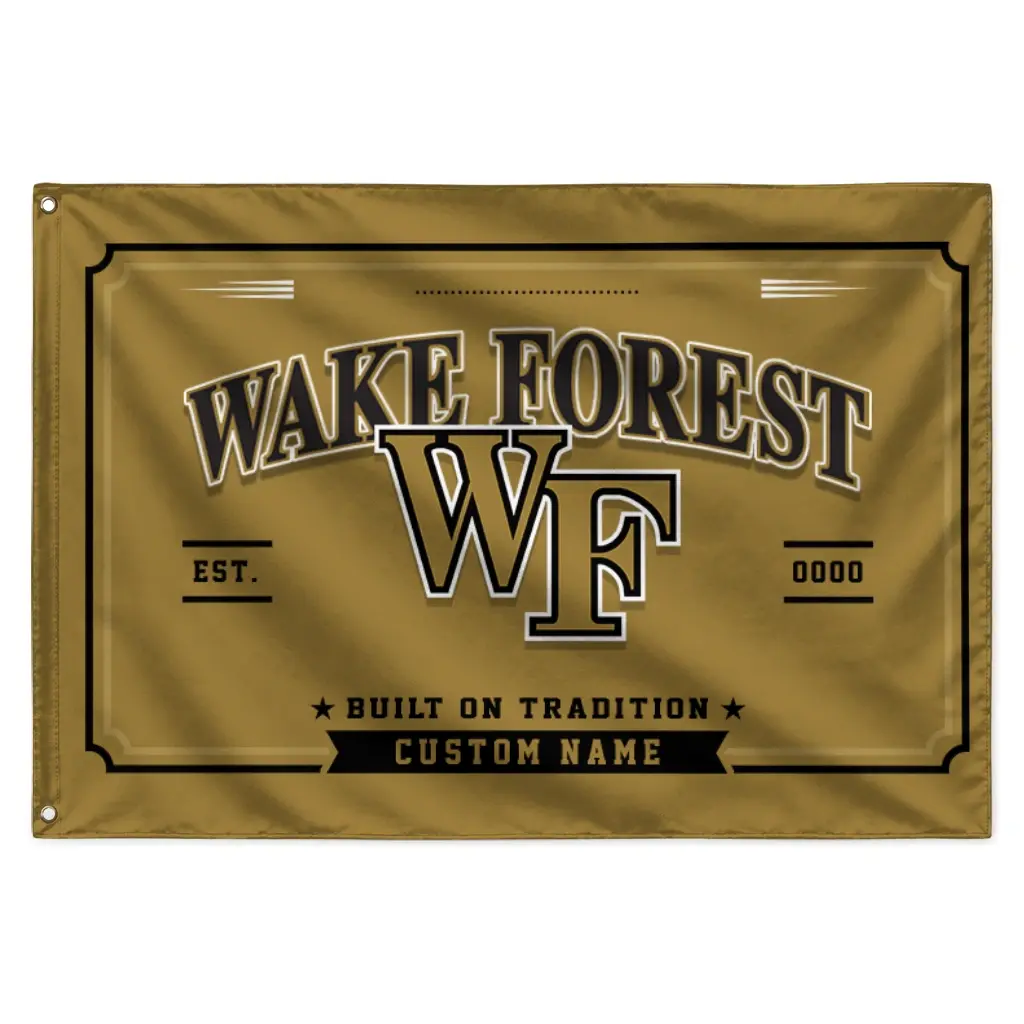 Wake Forest Demon Deacons House Flag Custom Ornate Border Gold Best Selling Wake Forest Demon Deacons House Flag Custom Ornate Border Gold Best Selling