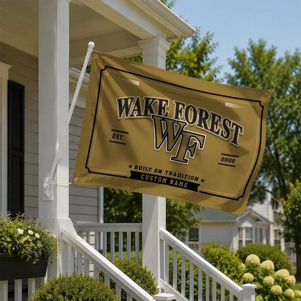 Wake Forest Demon Deacons House Flag Custom Ornate Border Gold New Arrival Wake Forest Demon Deacons House Flag Custom Ornate Border Gold New Arrival