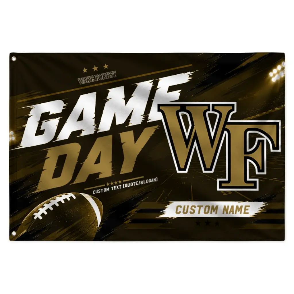 Wake Forest Demon Deacons House Flag Customized Action Streaks Gold Best Selling Wake Forest Demon Deacons House Flag Customized Action Streaks Gold Best Selling