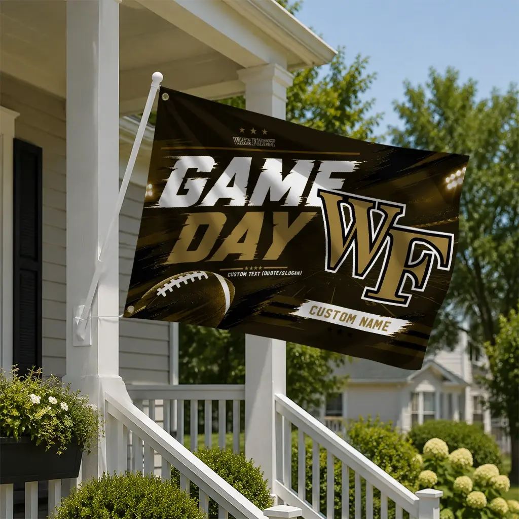 Wake Forest Demon Deacons House Flag Customized Action Streaks Gold New Arrival Wake Forest Demon Deacons House Flag Customized Action Streaks Gold New Arrival