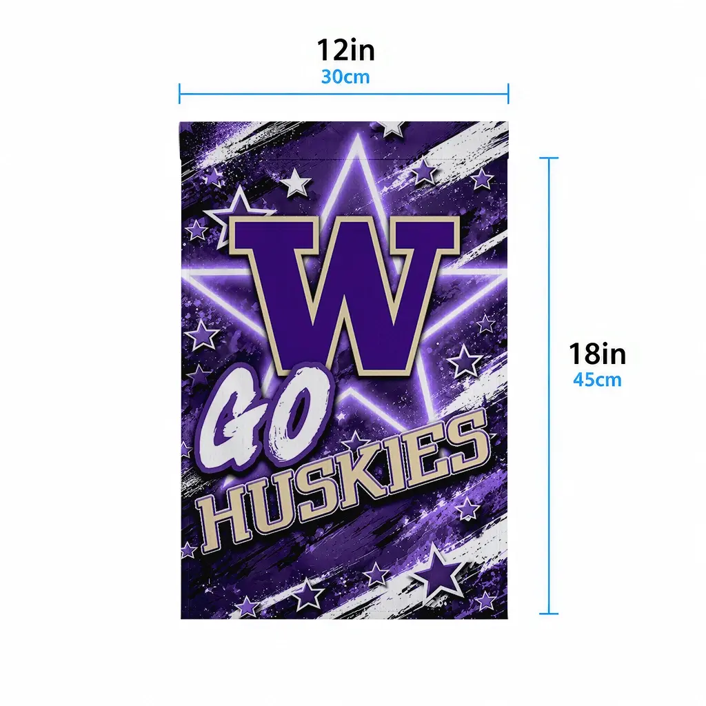 Washington Huskies Garden Flag Customized Glowing Star Purple High Quality Washington Huskies Garden Flag Customized Glowing Star Purple High Quality
