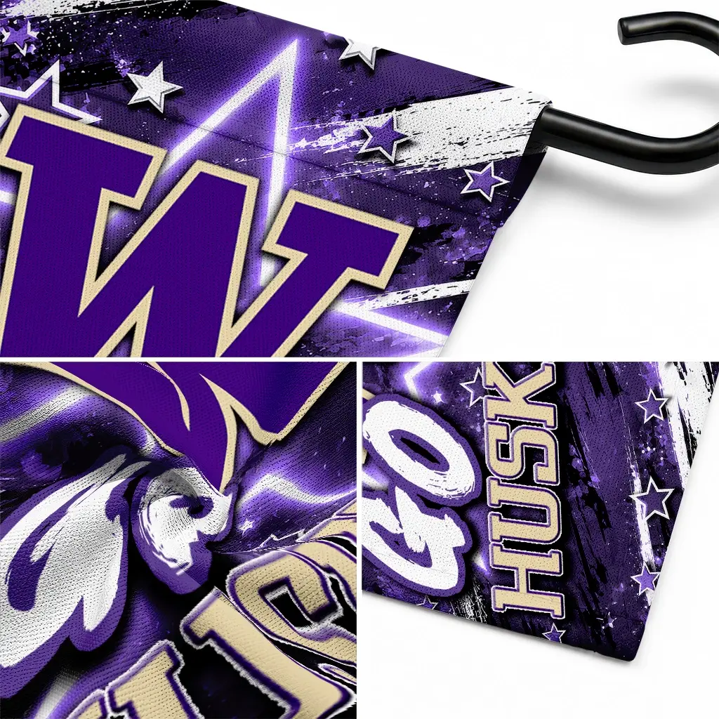 Washington Huskies Garden Flag Customized Glowing Star Purple Latest Model Washington Huskies Garden Flag Customized Glowing Star Purple Latest Model