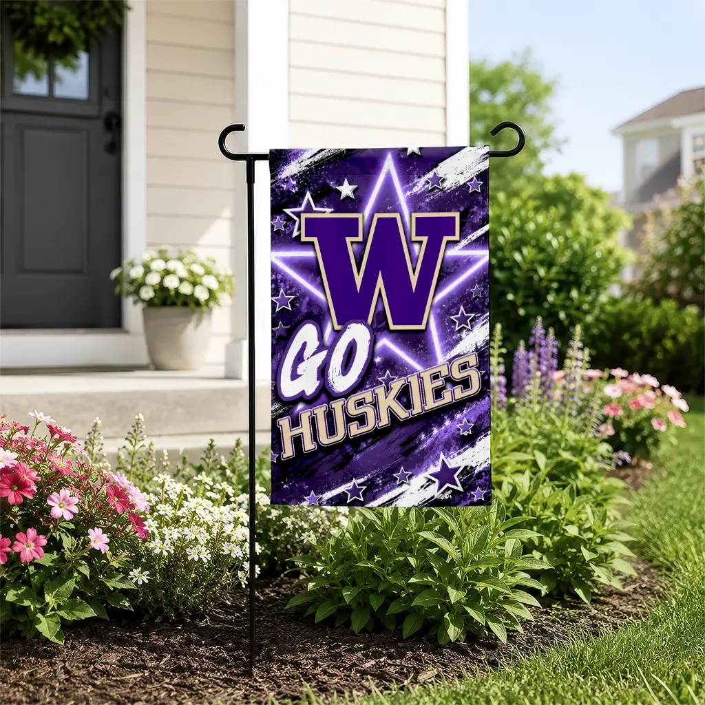 Washington Huskies Garden Flag Customized Glowing Star Purple New Arrival Washington Huskies Garden Flag Customized Glowing Star Purple New Arrival