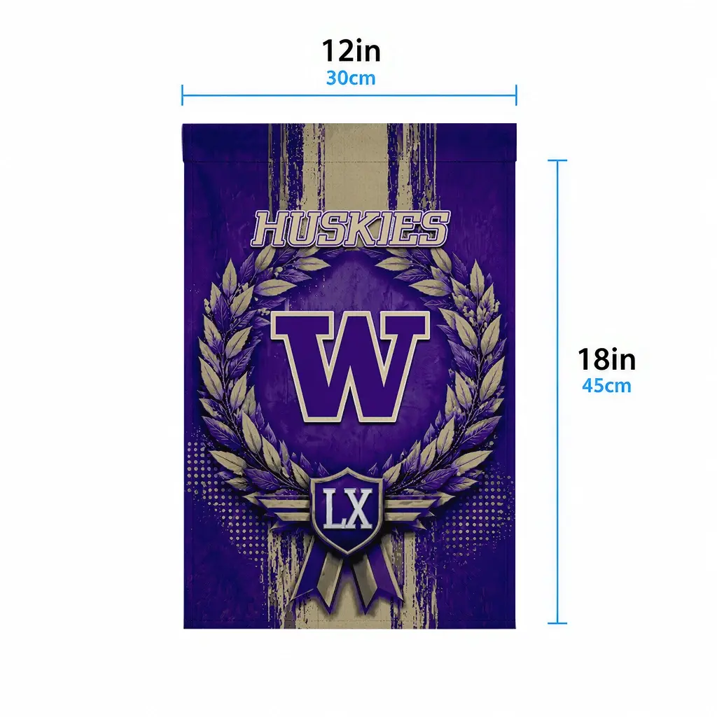 Washington Huskies Garden Flag Personalized Laurel Wreath Purple High Quality Washington Huskies Garden Flag Personalized Laurel Wreath Purple High Quality