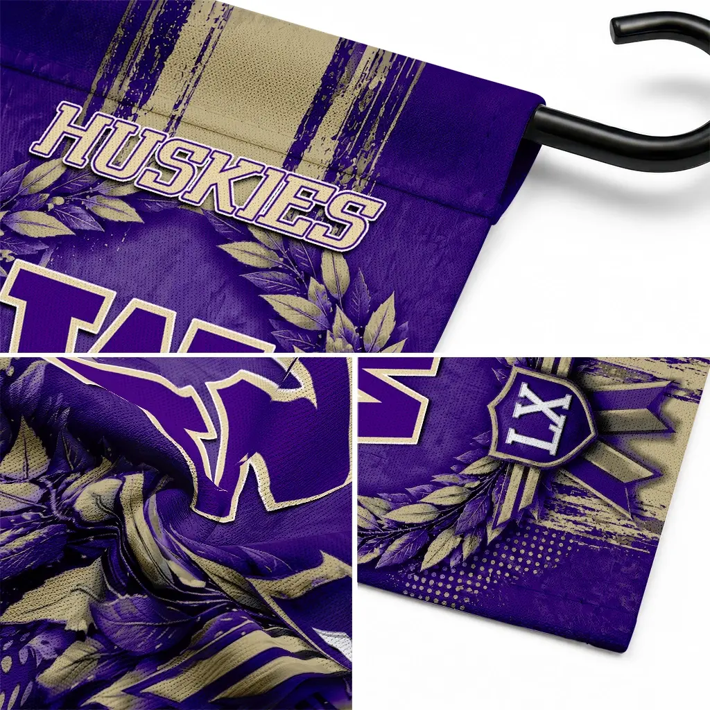 Washington Huskies Garden Flag Personalized Laurel Wreath Purple Latest Model Washington Huskies Garden Flag Personalized Laurel Wreath Purple Latest Model