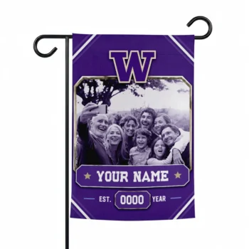 Washington Huskies Garden Flag - Personalized Photo Frame Purple